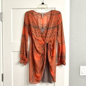 BCBGeneration printed mini long sleeve dress sorbet size small
